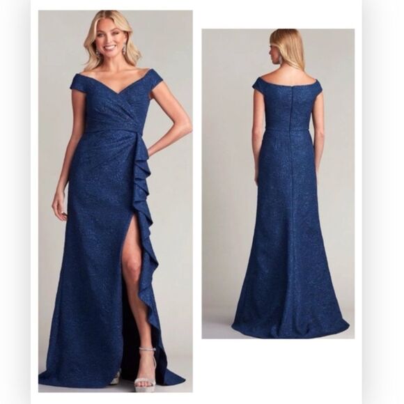 Tadashi Shoji BUA19272LQ - Roland Rose Jacquard Sheath Gown NWT 12 $458 - Picture 1 of 8